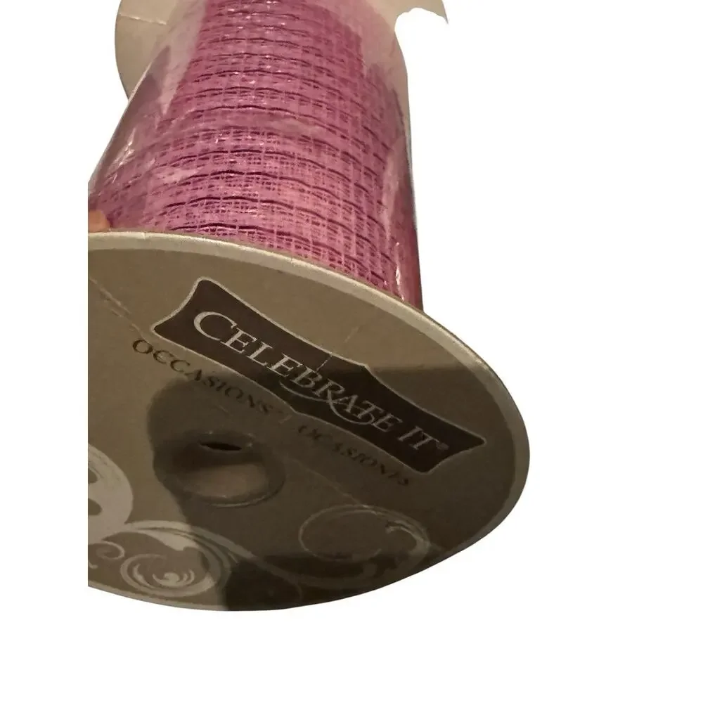Lot 4 Wired Ribbon Rolls Red Gold Pink Glitter Celebrate It Christmas Craft Deco